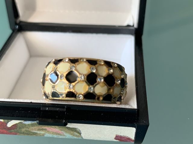 Anello argento 925 smalto bianco e nero