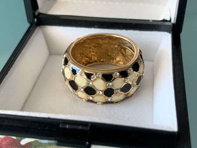 Anello argento 925 smalto bianco e nero