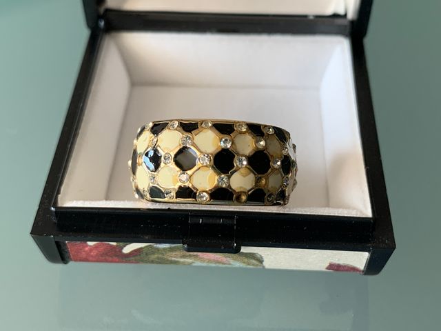 Anello argento 925 smalto bianco e nero