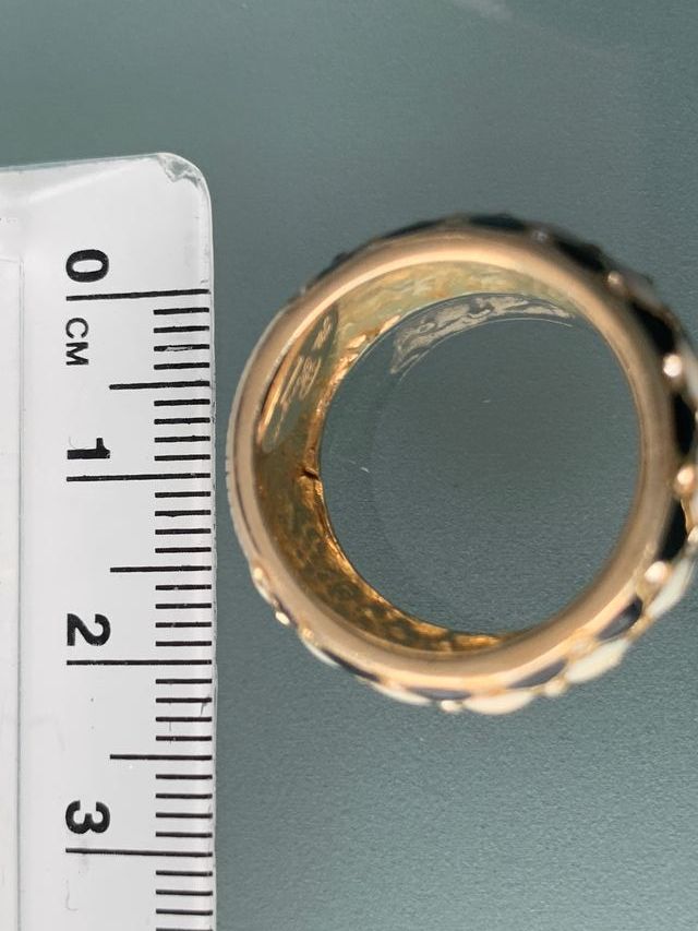 Anello argento 925 smalto bianco e nero