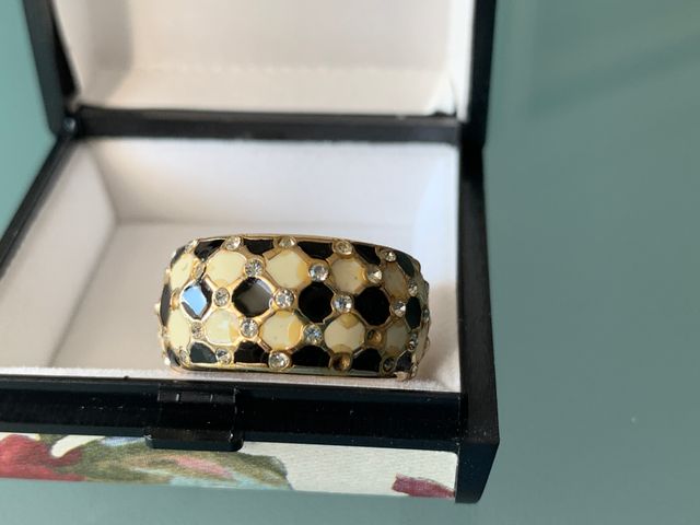 Anello argento 925 smalto bianco e nero