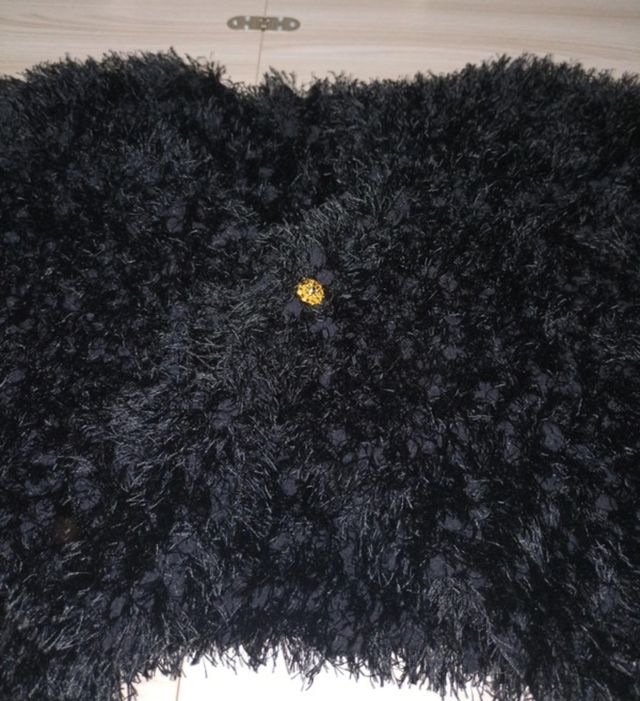 Poncho nero di PELO SINTETICO taglia unica