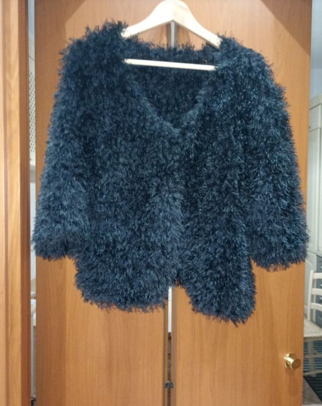 Poncho nero di PELO SINTETICO taglia unica