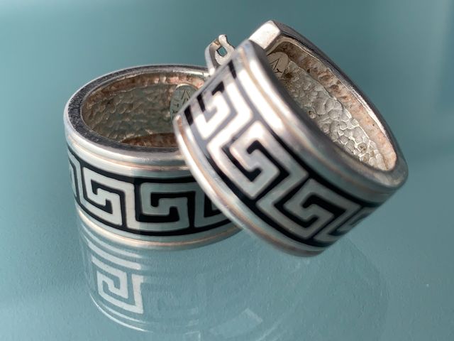 Orecchini argento 925 - disegno nero