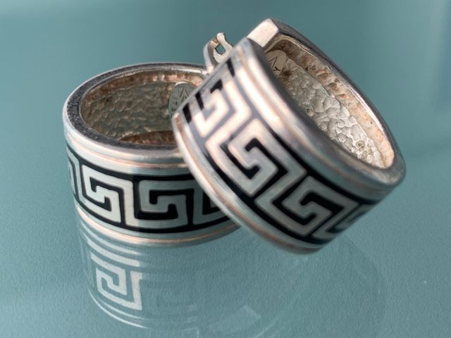 Orecchini argento 925 - disegno nero