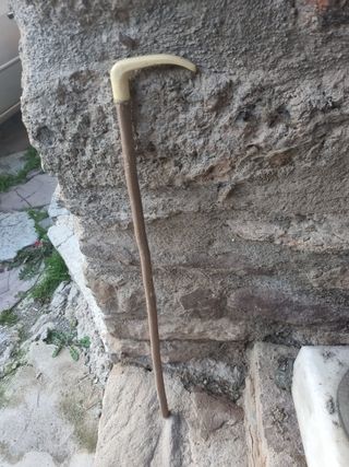 Bastón de madera y mango de plástico 