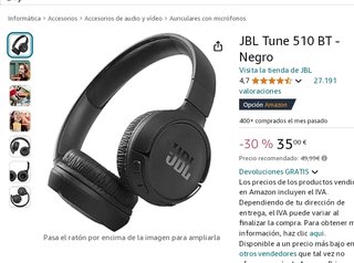 Auriculares bluetooth JBL TUNE 510BT