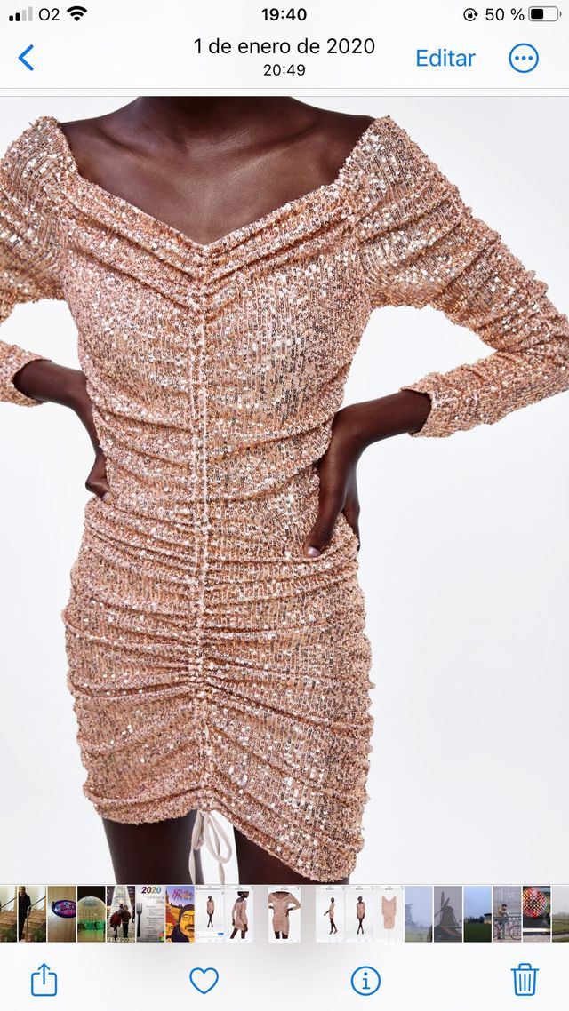 Vestido de Zara brillos dorado talla S nuevo