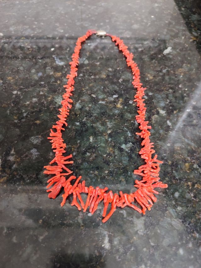 Collar de coral y pendientes de plata