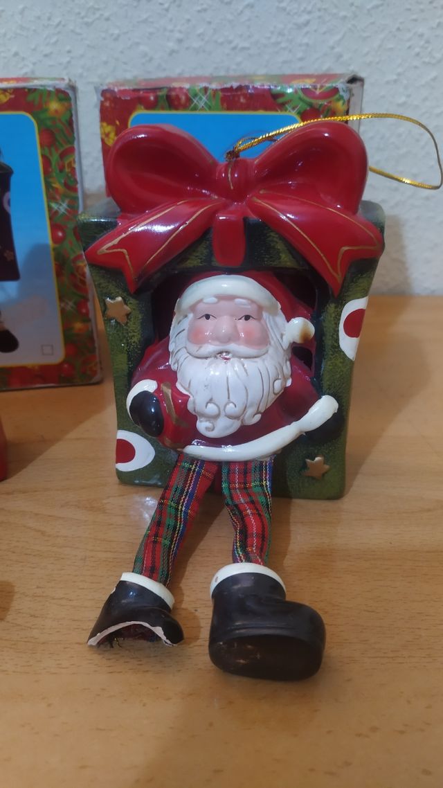 Figuras cerámica papá Noel con luz