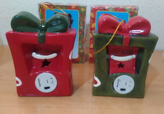 Figuras cerámica papá Noel con luz