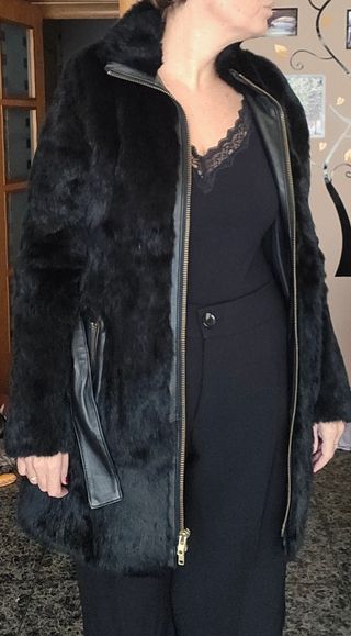 Chaquetón de pelo y piel