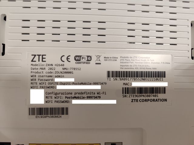 Modem router FFTC/FTTH/4G ZTE ZXHN H2640W