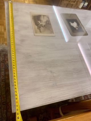 Mesa escritorio madera y blanca