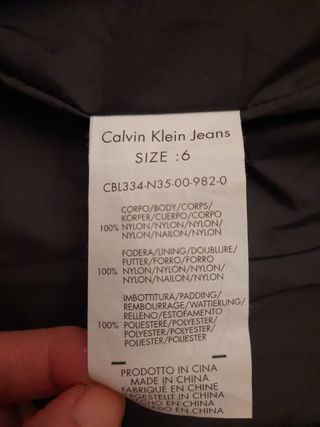 Chaqueta y chaleco infantil Calvin Klein