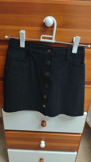 Stradivarius - falda vaquera negra mujer