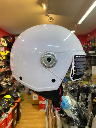 Casco Moto Jet NZI Vintage 3 blanco perla brillo