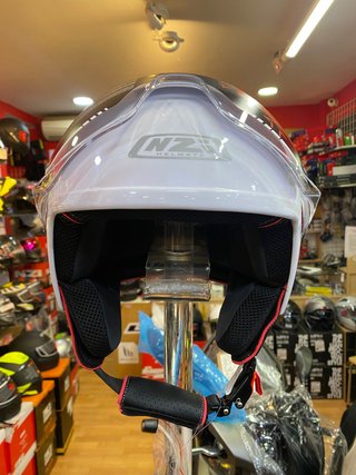 Casco Moto Jet NZI Vintage 3 blanco perla brillo