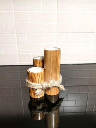 Candele in legno eleganti e rustiche arredamento