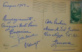 Cartolina augurale Genova 1953