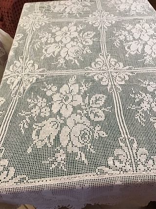 Antico copriletto matrimoniale Filet bianco