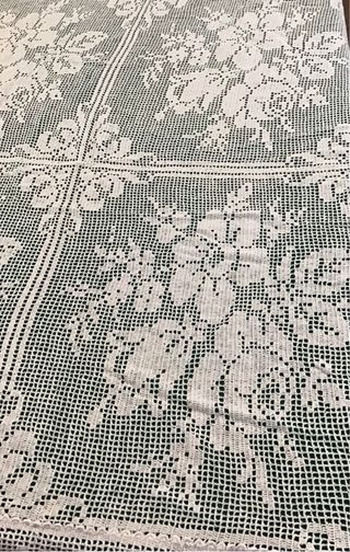 Antico copriletto matrimoniale Filet bianco