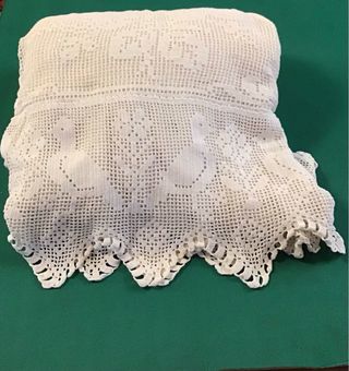 Antico copriletto matrimoniale Filet bianco