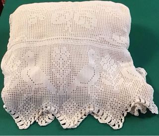 Antico copriletto matrimoniale Filet bianco