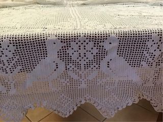 Antico copriletto matrimoniale Filet bianco