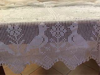 Antico copriletto matrimoniale Filet bianco