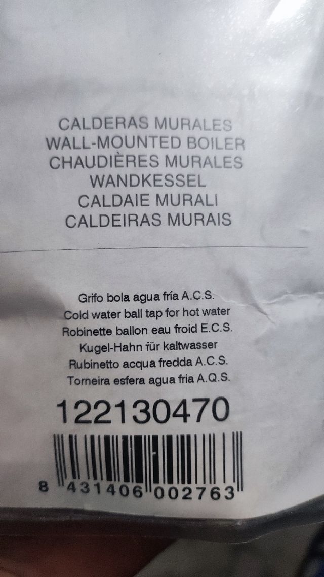 LLAVE DE CORTE AGUA FRIA CALDERA