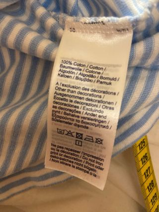 Camiseta Lacoste Logo Grande Rayas azules y blanca