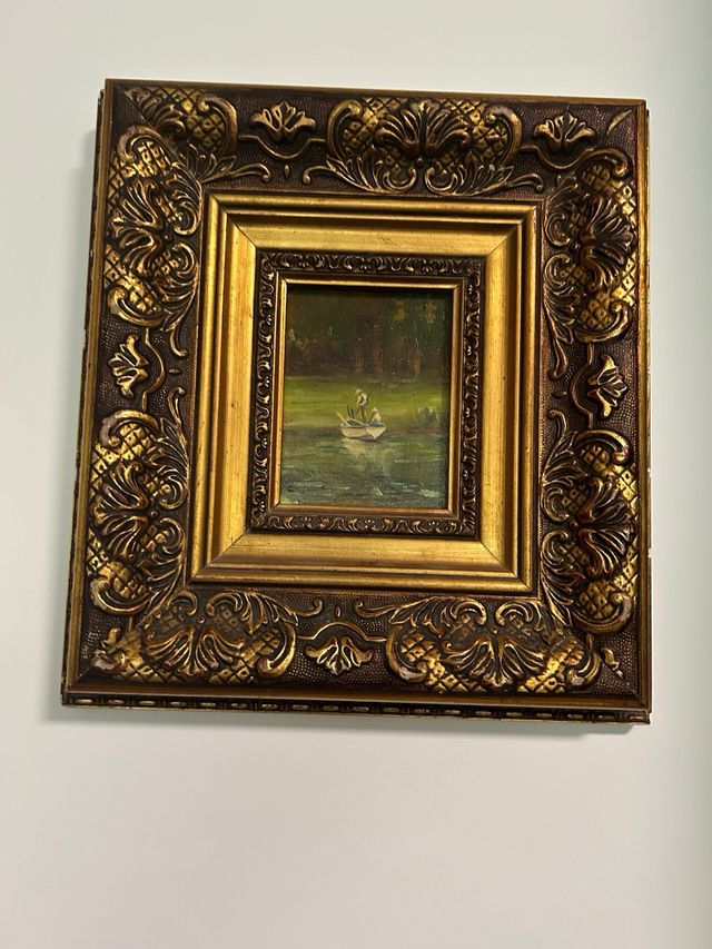 CUATRO PINTURA PESCANDO .Anonimo.