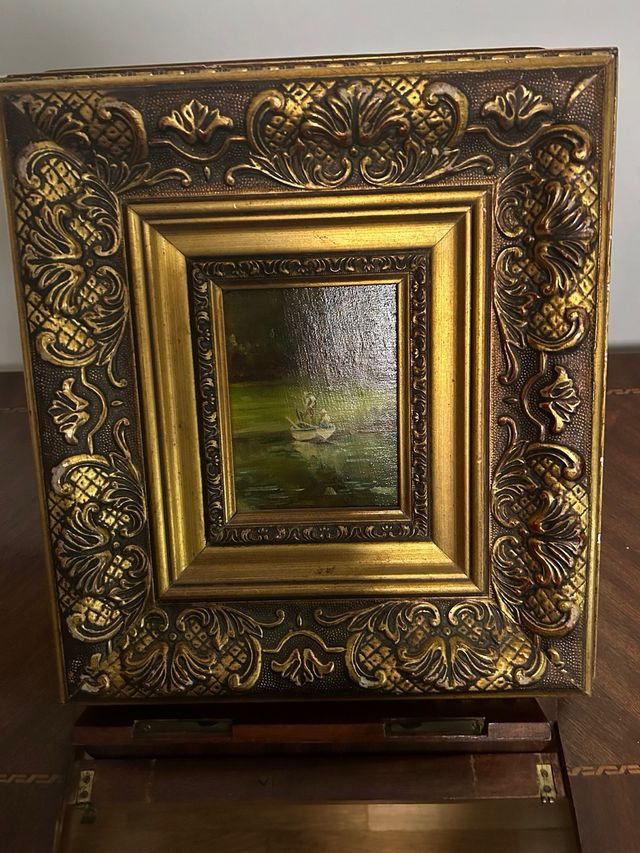 CUATRO PINTURA PESCANDO .Anonimo.