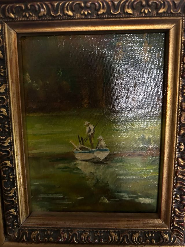 CUATRO PINTURA PESCANDO .Anonimo.