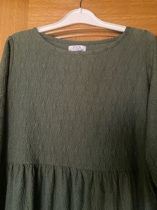 Vestido Midi verde caqui texturizado MILANO