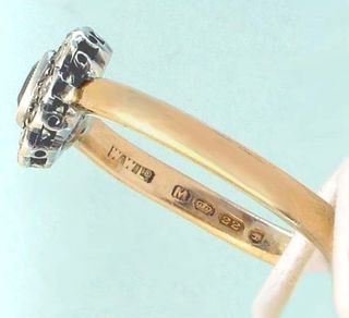 Anello Oro 22K e Platino - Zaffiro blu e Diamanti
