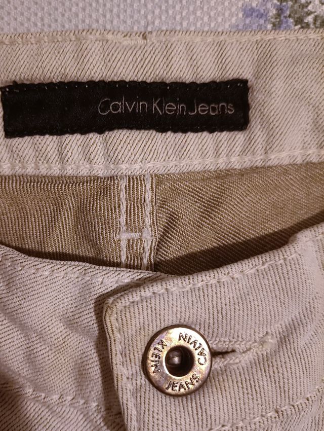 Jeans Calvin Klein uomo autentico bianco panna