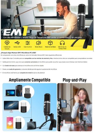 Micrófono Condensador PC · Nuevo a estrenar