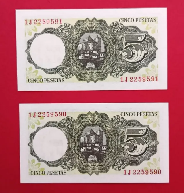 Plancha SC 5 pesetas 1951 Balmes correlativos