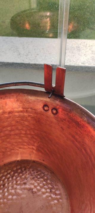 Pentola padella in rame con manico vintage