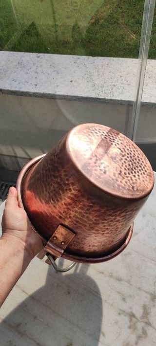 Pentola padella in rame con manico vintage