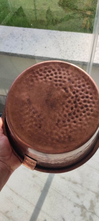 Pentola padella in rame con manico vintage