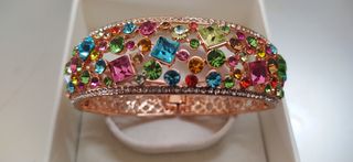 Brazalete chapado oro cristales colores