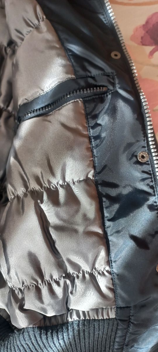 Giubbotto blu tipo bomber in vera piuma