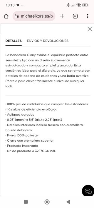 Bandolera Ginny de Piel (Michael Kors)