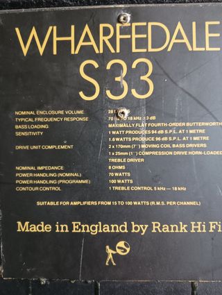 Wharfedale s 33 altavoces vintage 1982