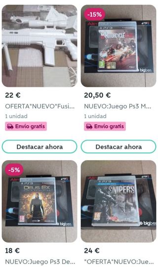 OFERTA"NUEVO PS3:Lote Fusil+Escopeta+2Pistolas Gun