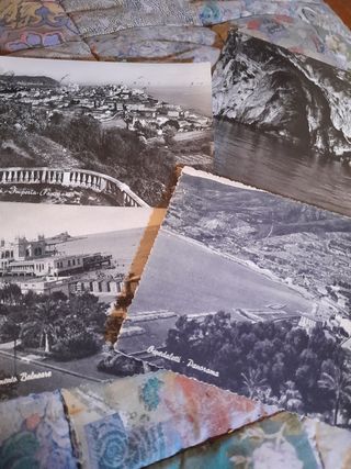 4 cartoline bianco nero sfondo mare