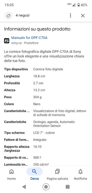 Cornice digitale per foto marca Sony 